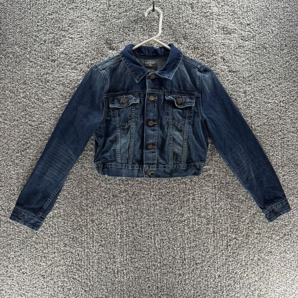 Polo Ralph Lauren Denim Jacket Girls 10 Blue Trucker Youth Cropped Pockets Kids